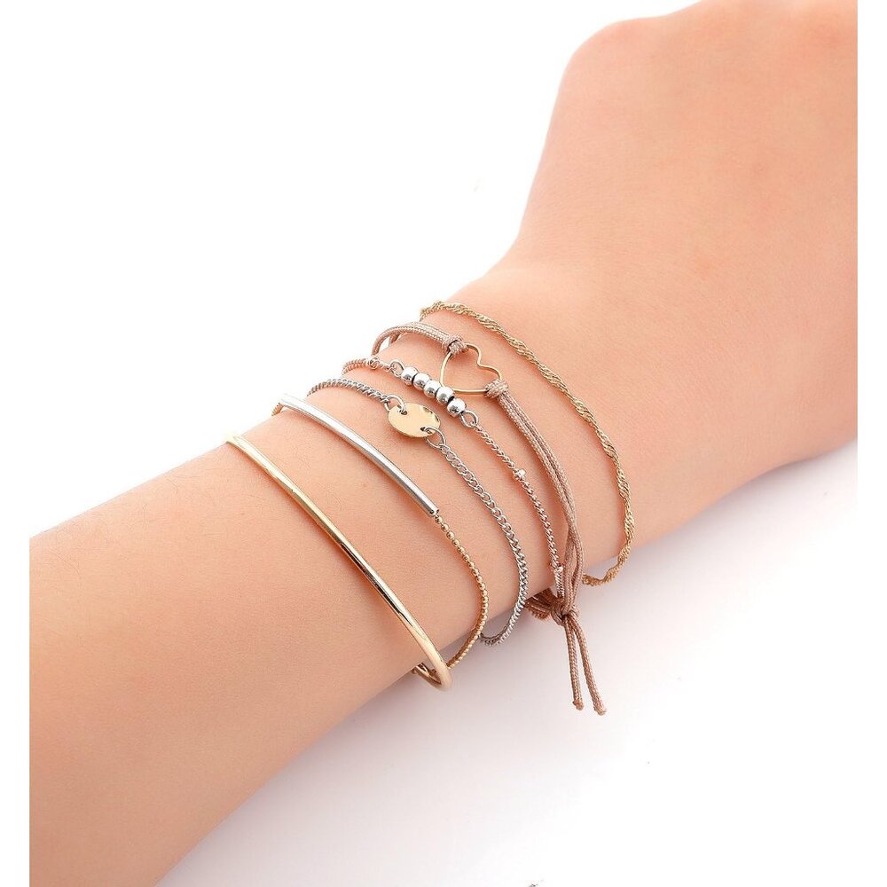 Chic 6-Piece Adjustable Bracelet Set - Stackable … - image 2